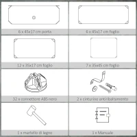 HOMCOM Scarpiera Modulare Salvaspazio con 6 Scatole in Plastica PP e Acciaio, 49x36.5x108 cm, Nero e Bianco(m-6)