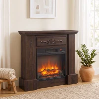 HOMCOM Camino Elettrico da Terra 1800W con Effetto Fiamma, Telecomando, Timer e Temperatura Regolabile, Marrone(m-11)
