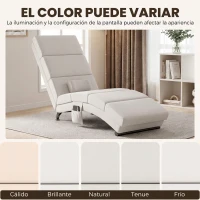 HOMCOM Sillón Relax Reclinable con 8 Puntos de Masaje y Calor Lumbar 5 Modos Mando y Bolsillo Lateral Blanco Crema(m-7)