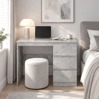 HOMCOM Scrivania Ufficio con 3 Cassetti 100x50 cm, Scrivania Salvaspazio per Studio Casa Ufficio, Grigio Effetto Marmo(m-8)