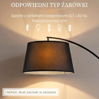 HOMCOM Lampa stojąca do salonu, abażur materiałowy, włącznik nożny(m-6)