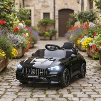 AIYAPLAY Macchina Elettrica per Bambini 12V Mercedes-AMG, Auto Elettrica per Bambini, 2 Motori, Telecomando, Nero(m-12)