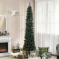 HOMCOM Albero di Natale Slim con 624 Rami, Albero di Natale Innevato Artificiale Alto e Stretto con Base Rimovibile(m-10)