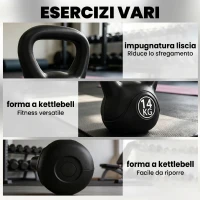HOMCOM Kettlebell 14kg per Sport e Fitness con Base Piatta e Impugnatura, Kettlebell Pesi per Allenamento Home Gym Casa(m-8)