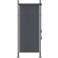 Outsunny Markiza pionowa z osłoną przeciwsłoneczną, roleta balkonowa 120 x 220-310cm, osłona balkonu z korbowym mechanizmem, odporna na warunki atmosferyczne, osłona ogrodowa, poliester, ciemnoszary(m-12)
