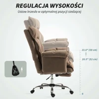 HOMCOM Krzesło biurowe ergonomiczne z podwójnym wyściełaniem, podnóżkiem, regulowanym krzesłem obrotowym, tapicerowane krzesło komputerowe, Jasnobrązowe(m-7)