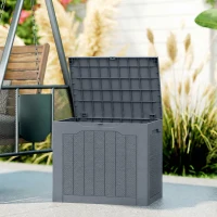 Outsunny Baule da Giardino con Maniglie, Contenitore Porta Attrezzi Impermeabile, 56x41x50 cm, Grigio Chiaro(m-10)