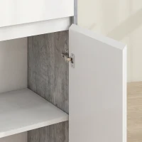 kleankin Mobile da Bagno Autoportante con Cassetto e Ante Doppie, Salvaspazio, Effetto Legno Grigio e Bianco(m-11)