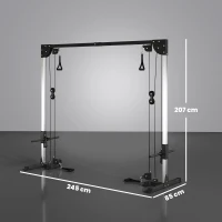 SPORTNOW Lat Machine con Pulegge Regolabili, Stazione a Cavi Pulldown 4 Maniglie Carico Pesi Regolabile, Casa Palestra(m-3)
