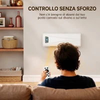 HOMCOM Termoventilatore da Parete 2000W, Stufa Elettrica Ceramica 3 Modalità con Ventilatore, Termostato, Bianco(m-8)