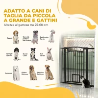 PawHut Cancelletto per Cani da Interno, Cancelletto di Sicurezza con 2 Estensioni 76-104 cm e Porta per Gatti(m-9)