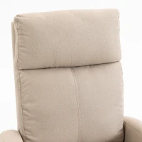 HOMCOM Poltrona Relax Reclinabile Manuale 135° con Poggiapiedi, in Tessuto Effetto Lino, Gambe in Legno, Beige(m-10)