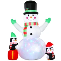 Outsunny Aufblasbarer Weihnachts-Schneemann, 243 cm, mit buntem LED-Licht, für draußen(m-12)