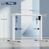 HOMCOM Schreibtischgestell ergonomisch höhenverstellbar Tischgestell elektrisch Stahl Weiß(m-3)