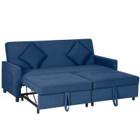HOMCOM Three-Person Velvet-Feel Sofa Bed - Blue(m-11)