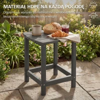 Outsunny Stolik ogrodowy, wodoodporny stolik balkonowy z HDPE, stolik jadalniany na zewnątrz, stolik campingowy do ogrodu, na taras, na balkon, 48 x 37 x 46 cm, szary(m-4)