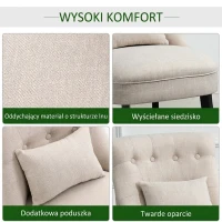 HOMCOM Fotel relaksacyjny z poduszką, styl lniany, wygodny(m-4)