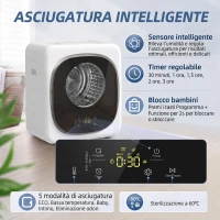 HOMCOM Mini Asciugatrice Portatile 2.5 kg, 5 Programmi, 800W, Fino 60℃, Timer, Tamburo in Acciaio Inox, per Casa, Bianco(m-15)