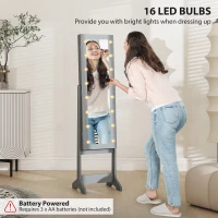 HOMCOM Freestanding Mirrored Jewellery Storage Cabinet - Grey(m-5)