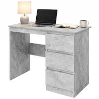 HOMCOM Scrivania Ufficio con 3 Cassetti 100x50 cm, Scrivania Salvaspazio per Studio Casa Ufficio, Grigio Effetto Marmo(m-14)