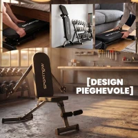 SPORTNOW Panca Pesi Regolabile con Bande di Resistenza, Pieghevole Inclinata/Declinata/Piana con Estensione Gambe(m-9)