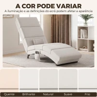 HOMCOM Poltrona Relax Reclinável com 8 Pontos de Massagem, Aquecimento Lombar, 5 Modos, Comando e Bolso Lateral, Branco Creme(m-7)