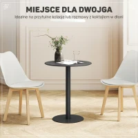 HOMCOM Okrągły stół jadalniany dla 2 osób, Stal, do wnętrz i na zewnątrz, czarny(m-4)