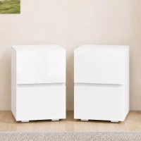 HOMCOM Set di 2 Comodini da Camera da Letto con 2 Cassetti, Tavolini per Camera da Letto, 40x40x58 cm, Bianco(m-12)