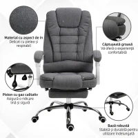 Vinsetto Scaun de birou rabatabil cu suport pentru picioare retractabil și spătar înalt din material textil, gri(m-4)