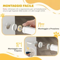 PawHut Cancelletto di Sicurezza per Cani Estensibile 76-104cm, Alto 106cm, Cancellino Cani Taglia Grande, Bianco(m-5)