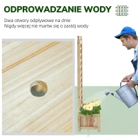 Outsunny skrzynka na rośliny stojak na kwiaty kratka na pnącza skrzynka z kratką łuk różany z otworami drenażowymi ogród naturalne drewno 64 x 28 x 120 cm(m-5)