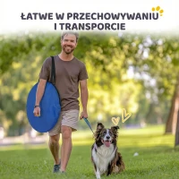PawHut Tunel Agility dla psów 300 x 50 cm, tunel dla psów z 4 kotwami gruntowymi, torbą transportową, tunel do zabawy dla małych i średnich psów, niebieski(m-5)