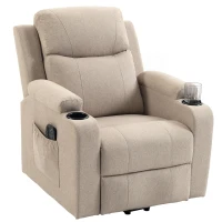 HOMCOM Riser Recliner Chair with Massage and Heat, Linen Electric Lift Armchair for Elderly with Spring Cushion, Beige(m-13)
