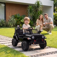 AIYAPLAY Fuoristrada Elettrica per Bambini 12V, Batteria al Litio, 2 Motori, Sospensioni, Telecomando, 2-4 Anni, Nero(m-2)