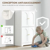 HOMCOM Buffet cuisine, meuble cuisine rangement avec 4 portes cintrées et 2 étagères réglables, 60 x 30 x 110 cm, blanc(m-7)