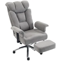 HOMCOM 250 kg Big and Tall Massage Office Chair with Heat, High Back, Height Adjustable Linen Executive Desk Chair, Grey(m-13)