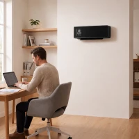 HOMCOM Stufa Ceramica 2000W a Parete con 3 Modalità, Temperatura Regolabile, Timer, Telecomando, Blocco Bambini, Nero(m-13)