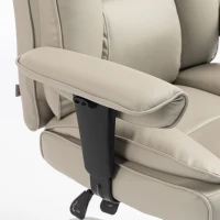 HOMCOM Sedia Ufficio Girevole Reclinabile 135° Finta Pelle, Poggiapiedi, Braccioli e Altezza Regolabili, Grigio Chiaro(m-11)