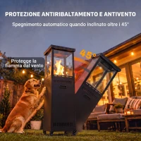 Outsunny Riscaldatore a Gas da Esterno 13 kW, Stufa a Gas Propano Portatile, Regolazione Continua Calore(m-5)