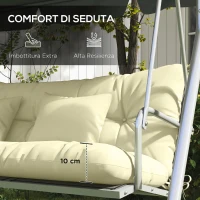 Outsunny Set 4 Pezzi Cuscini da Giardino, con Lacci di Fissaggio, Cuscini da Esterno per Schienale e Seduta, Crema(m-6)