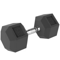 HOMCOM® Hantle gumowe fitness Pojedynczy hantle stalowy gumowy czarny 15 kg(m-11)