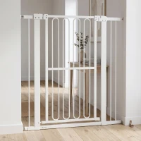 PawHut Cancelletto di Sicurezza per Cani Estensibile 76-104cm, Alto 104cm, Cancellino Cani Taglia Grande, Bianco(m-14)