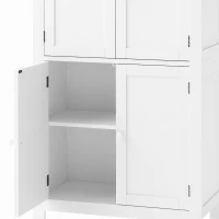 HOMCOM Mobile Bagno con 4 Ante e Ripiani Regolabili, per Lavanderia Salotto Soggiorno Cucina, 60x30x110 cm, Bianco(m-12)