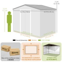 Outsunny 9 x 6ft Galvanised Steel Shed - Brown Wood-Effect(m-3)