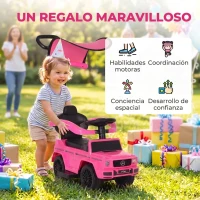 HOMCOM Coche Correpasillos para Niños de 1-3 Años con Licencia Mercedes G350 Capota Extraíble y Barandilla 85,5x40,5x95 cm Rosa(m-9)