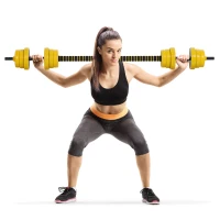 HOMCOM 25 kg Zestaw Hantli i Sztangi, Ergonomiczny Zestaw Hantli 3-w-1, 12 × Płytki, 2 × Krótkie Sztangi, 1 × Długa Sztanga, Żółty+Czarny(m-10)
