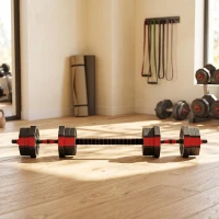 SPORTNOW Set Pesi da Palestra 6 in 1 da 20kg Totali in Plastica e Sabbia, Bilanciere e Supporto per Flessioni, Rosso(m-12)