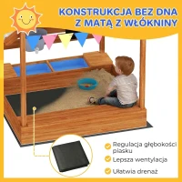 Piaskownica z dachem, drewniana, dla 3-7 lat, zielona(m-5)