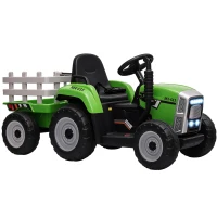 HOMCOM Tracteur électrique avec remorque amovible, pour enfants de 3 à 6 ans avec télécommande MP3 musique affichage lumières(m-12)