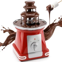 HOMCOM Fontanna czekoladowa ze stali nierdzewnej, 3 poziomy, 270 ml, elektryczne fondue z podgrzewaniem, czerwona(m-8)